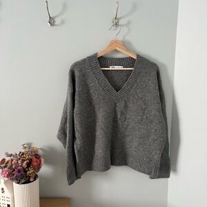 Zara Charcoal V-Neck Women's Sweater